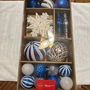 Holiday Time Blue and White 40-Piece Ornament Set